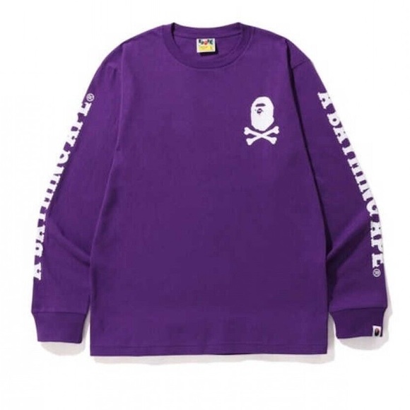 A Bathing BAPE Ape Crossbone Long Sleeve Tee Purple - Picture 2 of 4